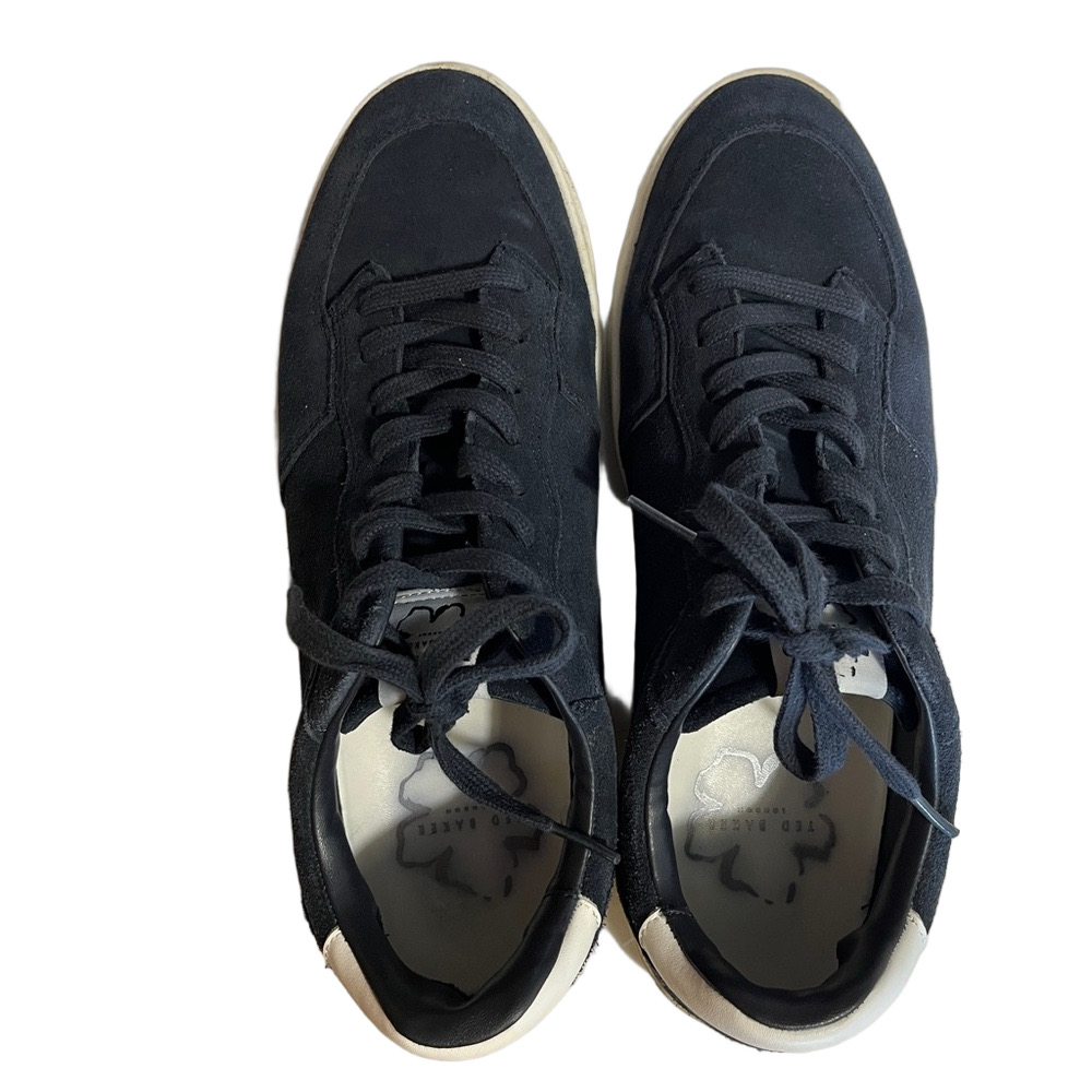 Ted Baker London Men Sneakers Size 9 Navy White Leather Designer Preppy Casual